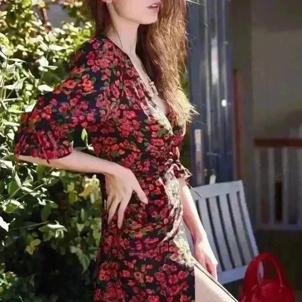 The Kooples size 2 100% silk floral midi dress - Picture 3 of 5